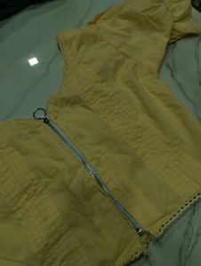 Yellow Ethnic Blouse with Zipper