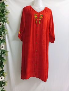 Red Designer Kurti Length is 42" Approx
