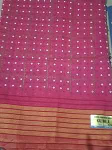 cotton chunari saree with Gold Border