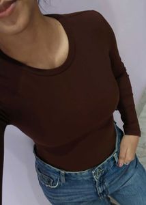 Premium Ribbed Brown Bodysuit