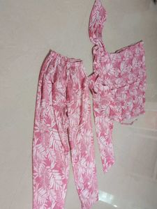 2xl ,Pink Leaf Print Button-Down Tunic