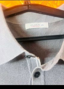 Men's Grey Knitted Polo Shirt