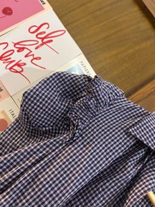Plaid Button-Up Top with Ruffled Sleeves