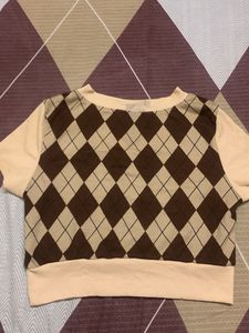 Argyle Pattern Cropped Sweater Vest