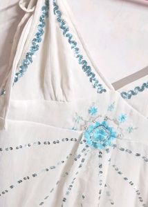 White Beaded Summer Top