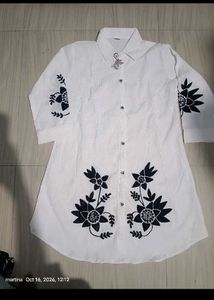 Stylish White Kurta with Black Embroidery