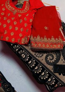 Red & Gold Embroidered Lehenga Choli