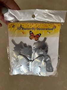 3D Silver Acrylic Butterfly Decor Wall Stickers