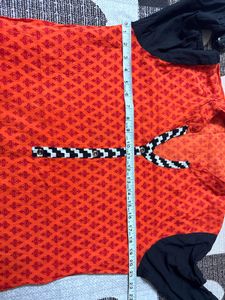 Vibrant Red &amp; Black Ethnic Kurta