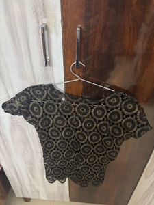 Stylish Black &amp; Gold Lace Blouse