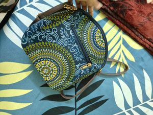 Printed Cotton Blend Sling Bag