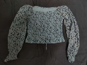 Floral Print Smocked Long Sleeve Top