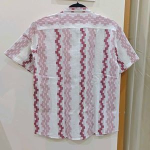 Textured Resort Shirt | White &amp; Pink Patterned