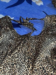 Leopard Print Tie-Back Satin kurti