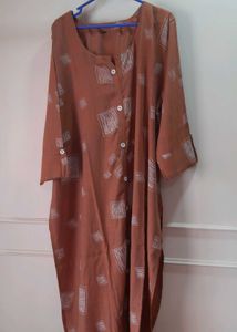 Unused Rust Chinese collar Printed Kurti