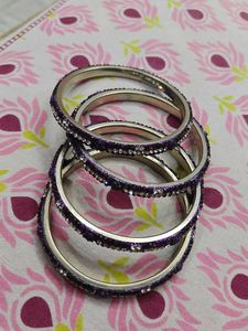 Purple &amp; Silver Crystal Bangles