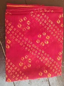 Red Bandhani Saree with Blouse