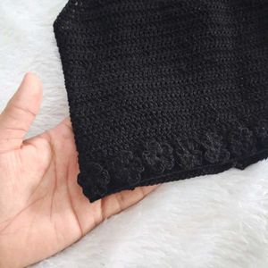 Black Crochet Crop Top