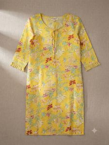 yellow casual cotton kurti