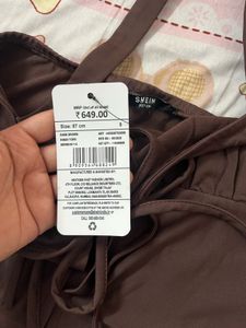Brown Halterneck Tie-Front Top