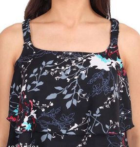 Floral Print Ruffle Cold Shoulder Top