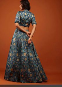 Blue Floral Print Blouse skirt