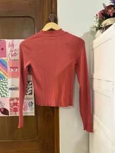 Ribbed Mock Neck Long Sleeve Top