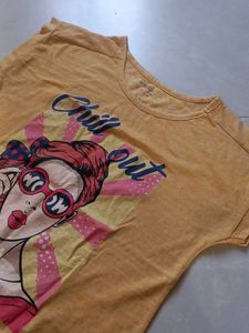 Yellow Graphic Print "Chill Out" T-Shirt