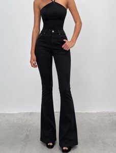 High Waisted Black Flare Jeans