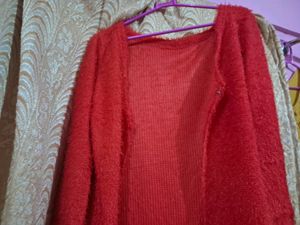 Red Soft Fur Shrug