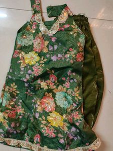 Floral Green Girls Ethnic Set