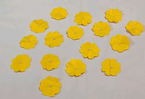 Yellow Paper Flowers 25 pieces Embellishments