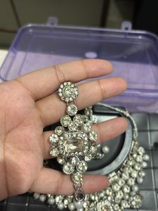 Exquisite CZ and Pearl Necklace Set