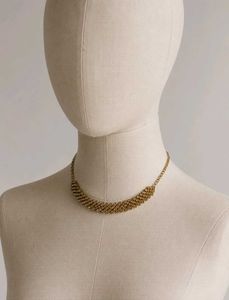 Gold Tone Beaded Choker Necklace