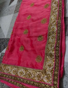 Stunning Pink Embroidered Saree