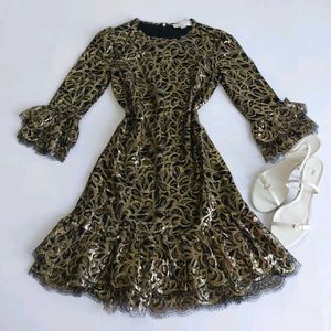 Michael Kors metallic Gold  Lace Dress✨️🪞