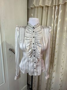 Chic Striped Ruffle Blouse