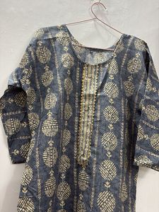 Elegant Blue &amp; Beige Printed Kurta