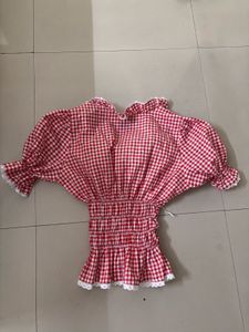 BY JOHANNA Red Gingham Smocked Blouse