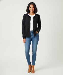 Massimo Dutti - Black Textured Button-Up Cardigan