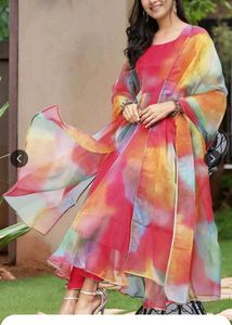 Vibrant Tie-Dye Kurta Set with Dupatta