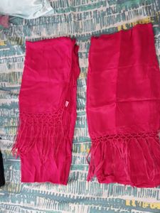 Vibrant Pink scarfs with Fringe pack of 2