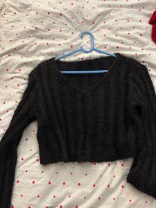 Black Fuzzy Knit Sweater