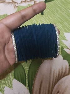 Elegant Blue Bangles with Rhinestones
