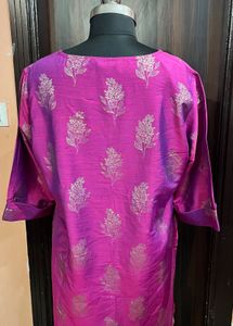Beautiful Pink Kurta with Silver Floral Print