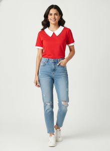 Red Collared Top