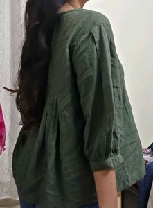 Olive Green Button-Up Top