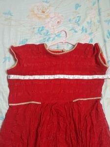 Vibrant Red Ethnic Gown length 52 high and low