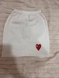 White Heart Print Mini Skirt