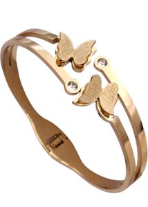 Anti-Tarnish Gold Butterfly Bangle Bracelet